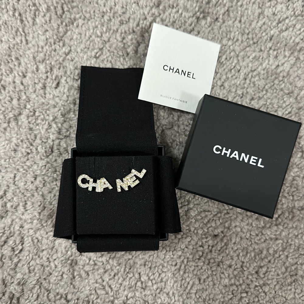Chanel Cha Nel Stud Earrings